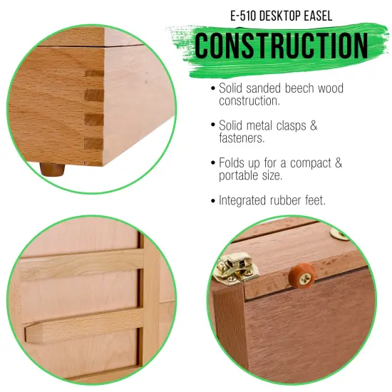 Solana Adjustable Wood Art Easel: Portable Beechwood Tabletop Easel with Storage Drawer & Palette for Painting & Drawing, Artist Desktop {5}
