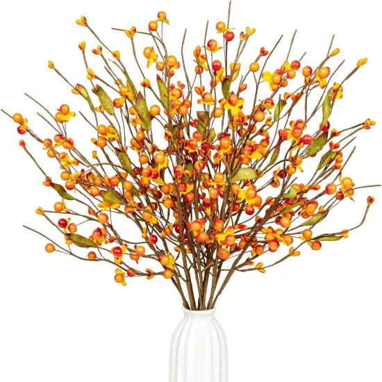 Artificial Orange Berry Stems for Table Arrangement {1}