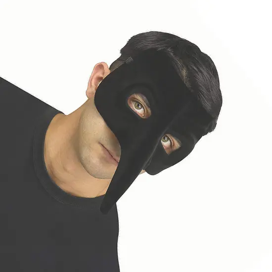 Adults Black Velvet Venetian Raven Half Mask One Size {3}