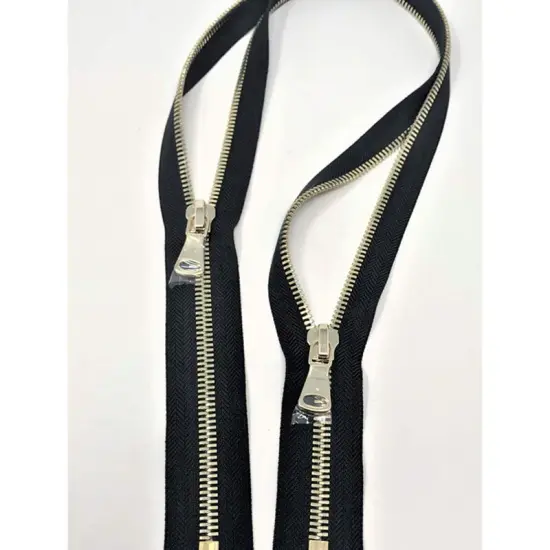 Black Glossy Two Way Backpack or Luggage Zipper 8MM Brass Closed {5}