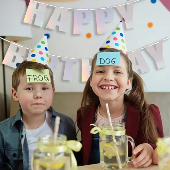 Happy Birthday Banner, Glossy Colorful Rainbow Foil Banner, Theme Party Decor {3}