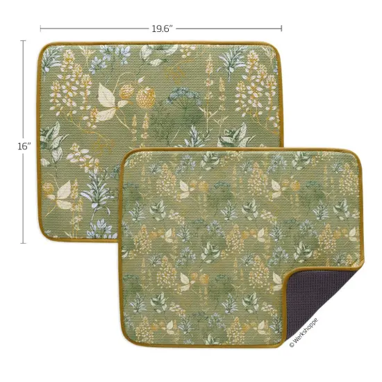 Kitchen Herbs Microfiber Dish Drying Mats, Set of 2 {5}