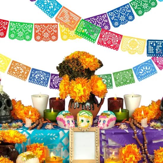 3 Packs Mexican Party Decoration, 54 Feet Plastic Papel Picado Fiesta Banner Cinco de Mayo Garland {5}