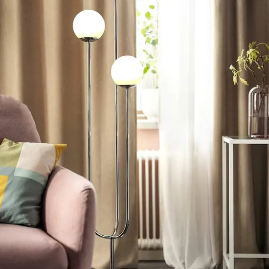 Floor Lamp in Chrome and Opal Glass {3}