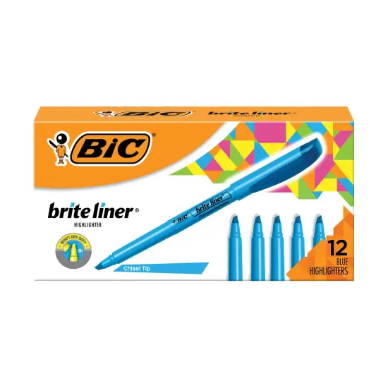 BIC Brite Liner Highlighters, Chisel Tip, 12-Count Pack of Blue Highlighters, Ideal Highlighter Set for Organizing and Coloring {2}