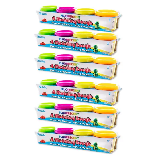 Fluorescent Color Modeling Dough, 4 oz, 4 Per Pack, 6 Packs {1}