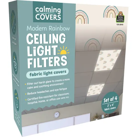 Calming Covers Ceiling Light Filters, 2' x 4', Modern Rainbow, Pack of 4 {1}