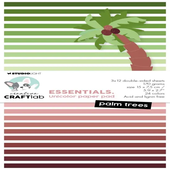 Studio Light Essentials Unicolor Paper Pad 3"X4" 24/Pkg-Nr. 189, Palmtrees {1}