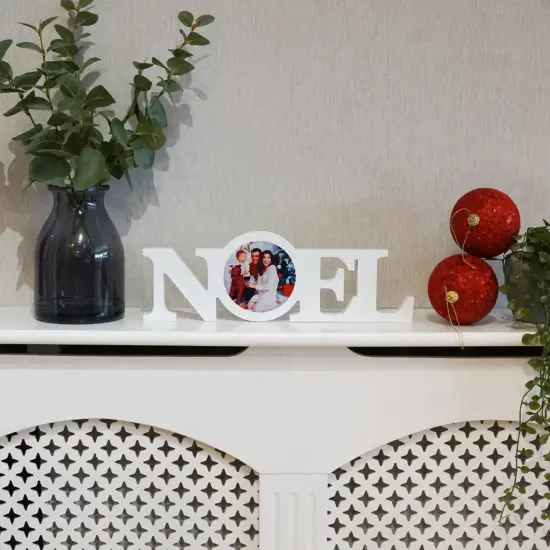 Sublimation Christmas White Coated Wood Word Blocks D&eacute;cor for Holiday&ndash; Sublimation Ready with 3.74&rdquo; Plate- Noel {4}