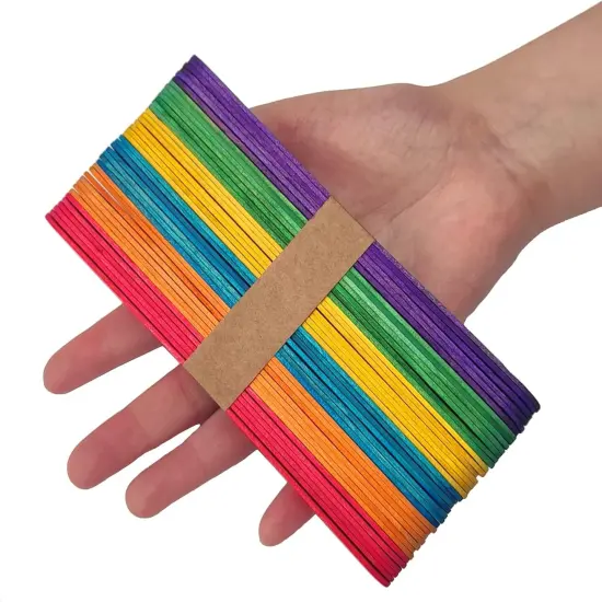 120 Pcs 6&rdquo; Colored Jumbo Wooden Craft Sticks, Rainbow Wooden Popsicle Sticks, Wide Lollipop Sticks, Treat Sticks Ice Pop Sticks fir Creative Designs or Kids Education, Home Art Projects {4}