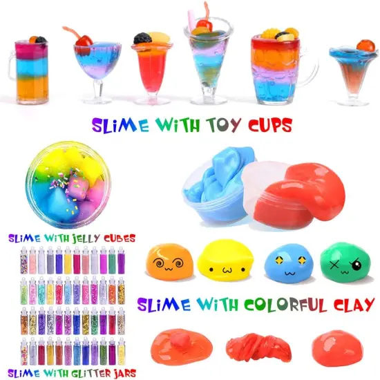 Slime Supplies Kit, 135 Pack Slime Making Kit 30 Crystal Slime, Glitter Jars, Charms, Sugar Paper, Foam Beads, Fishbowl Beads, Toy Cups, Slices, Air Dry Clay and Tools for Kids Girls {4}