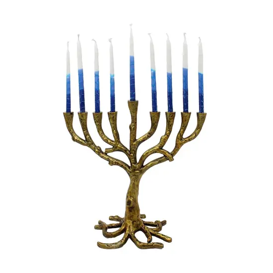 Tree of Life Metal Menorah with Reusable Box By Kinor Decor Silver {5}