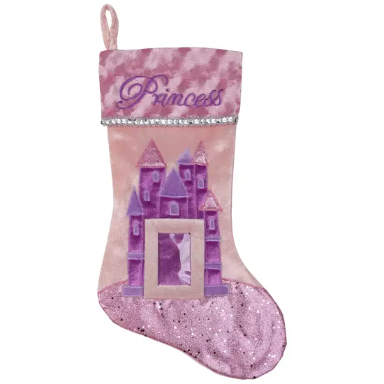 Northlight 20" Pink and Purple Glitter Princess Christmas Stocking {3}