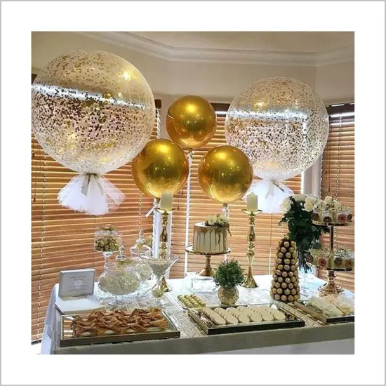 36 Inch Jumbo Confetti Balloons, Giant Latex Balloon with Gold Confetti (Premium Helium Quality) Pkg/6 Latex glitter balloons for Party/Birthdays/Wedding/Festivals Christmas and Event Decorations {4}
