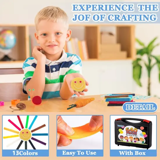 Wax Craft Sticks for Kids,640 Pcs Bendable Sticky Wax Yarn Sticks,Molding Sculpting Sticks for Kids DIY School Project,Art Supplies,with Plastic Storage Box(13 Colors) {4}