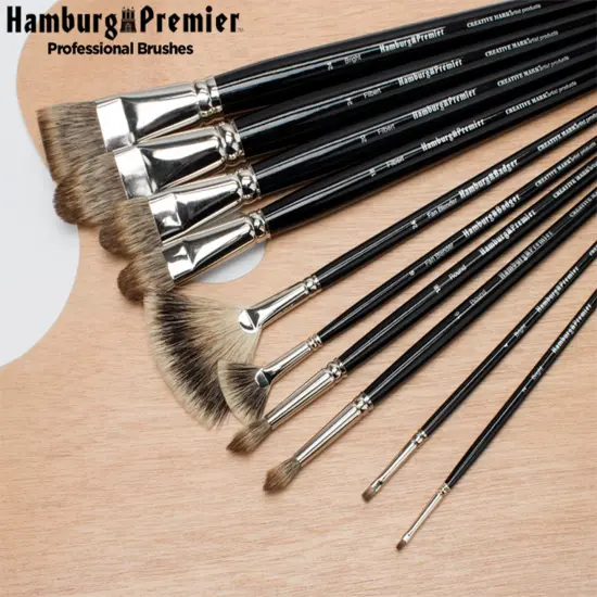 Creative Mark Hamburg Premiere Professional Oil Painting Brushes - Round #24 Oil Paint Brush - Handmade in Germany, Natural & Synthetic Hair Blend, Long Triple-Lacquered Birch Handle {6}