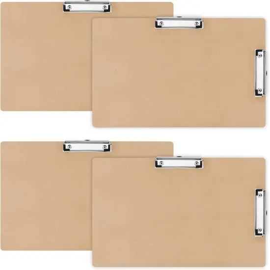 11x17 Clipboard Wooden Lap Board with Low Profile Clip Brown Double Landscape Clip Hardboard Drawing Board Landscape Horizontal Large Clipboard for Desk Paper Sketching Art Supplies(4 Pcs) {1}