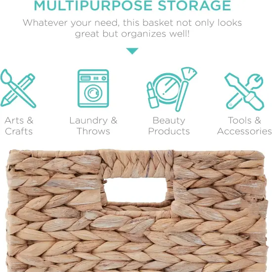 Rustic Handwoven 10.5x10.5in Hyacinth Baskets – Set of 5 Natural {6}