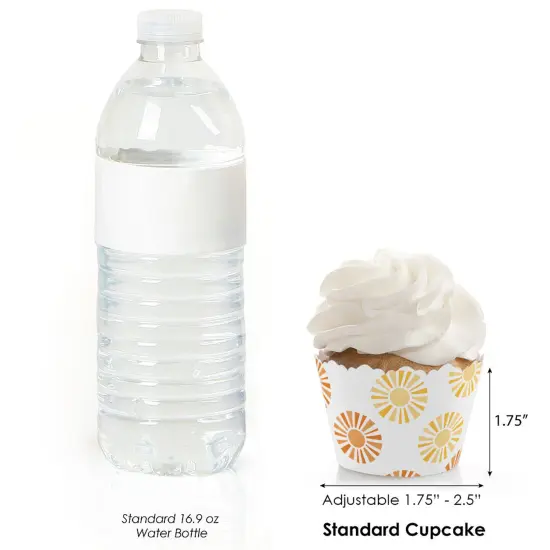 Big Dot of Happiness Retro Sunshine Party Cupcake Wrappers, Here Comes The Son Boho Baby Shower Theme Decoration Favors - Set of 12 {5}