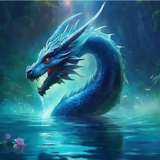 Blue Dragon in water Edible Icing Sheets- Assorted Image Cake Toppers-Frosting Sheets- Cookies- Cupcake Toppers for 1/4 Sheet Cake or Larger {1}