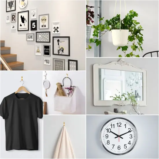 184 Pieces Picture Hanging Kit, 20lb, 30lb, and 50lb Picture Hangers, Metal Picture Hanging Hooks with Nails, on Drywall, Wooden Wall(Gold) {2}