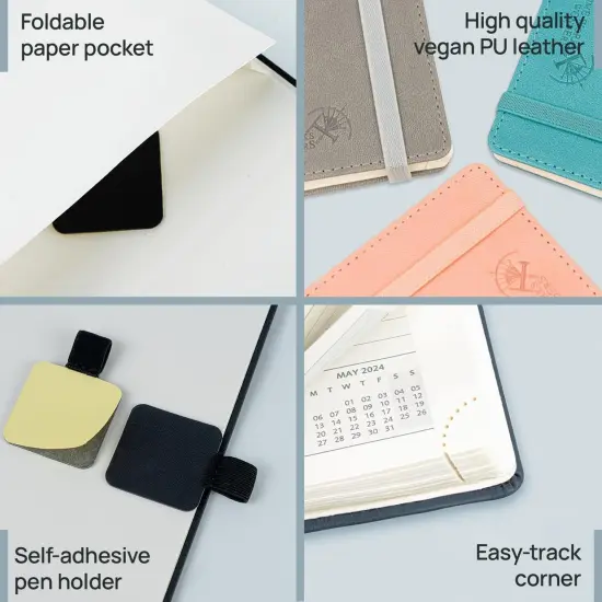 POPRUN Monthly Planner 2025-2026 (Large- 8.5" x 10.5" Soft Cover), 18-Month Calendar Book (January 2025-June 2026), Calendar Planner with Monthly Tabs & Pocket, 100 GSM Paper - Black {5}