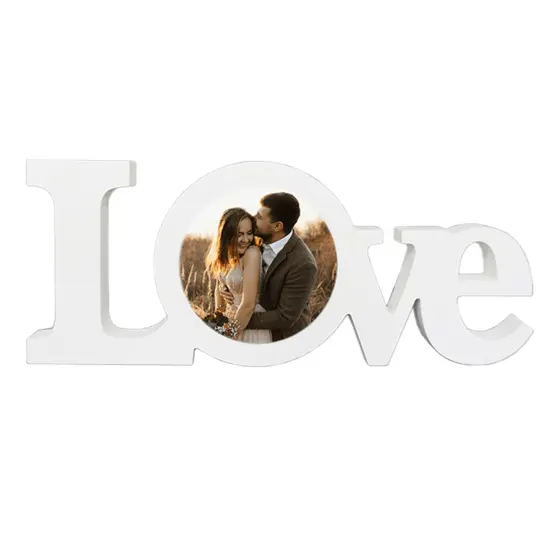 Sublimation Blank White Coated Wood Word Blocks Home D&eacute;cor for Mantle&ndash; Sublimation Ready with 3.74&rdquo; Plate {1}