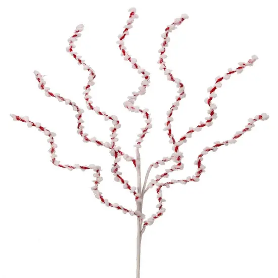 34" Pink and White Chenille Peppermint Twist Spray &ndash; Whimsical Christmas Decoration {1}
