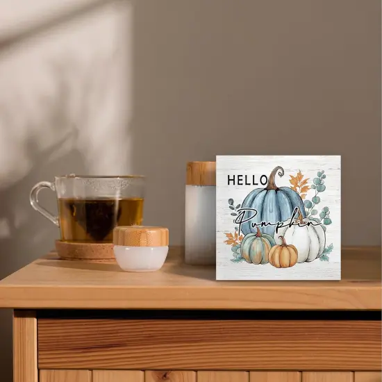 Fall Pumpkin Sign Wood Box Sign Desk Decor, Rustic Autumn Theme {2}