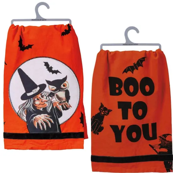 Decorative Towel Owl Witch & Boo To You Halloween 100% Cotton Kitchen 101875*101770 28.0 Inch Owl Witch & Boo To You Halloween Hand Towel Set , Super Absorbent Halloween Decor Halloween 100% Cotton Kitchen Orange {1}