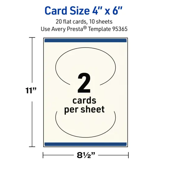 Avery Printable Oval Flat Cards, Sure Feed Technology, 4" x 6", Matte Ivory Cardstock, Print-to-The-Edge, Laser/Inkjet Printable, 20 Total, Great for Product Branding, Marketing, and More {11}