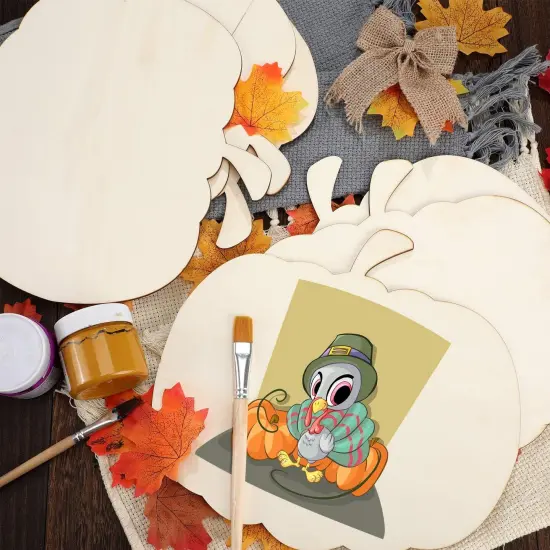 Large Wooden Pumpkin Shape Cutout - Unfinished Wood {3}