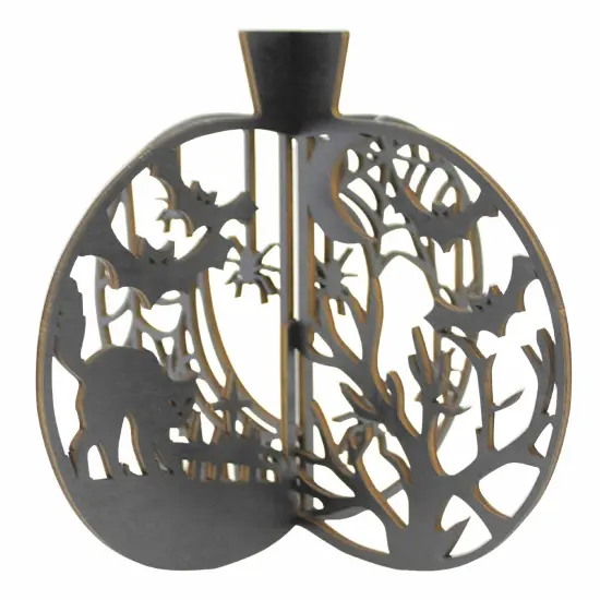 Ganz 8.0 Inch Laser Cut Pumpkins Lg Halloween Figurine Set , Lightweight Halloween Decor Bats Cat Spider Web Multicolored {4}