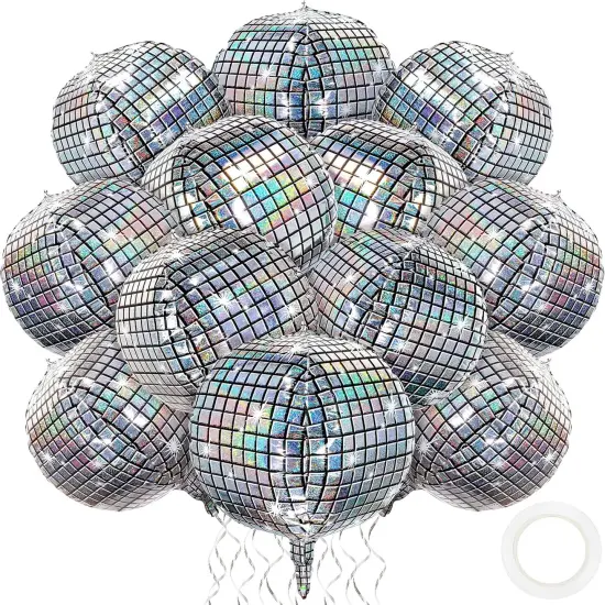 12 Pieces 18 inches Foil Disco Ball Balloons {1}
