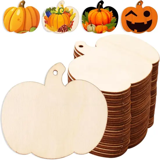 30pcs 3.5 Inches Wooden Pumpkin Cutouts Unfinished Wood Craft {1}