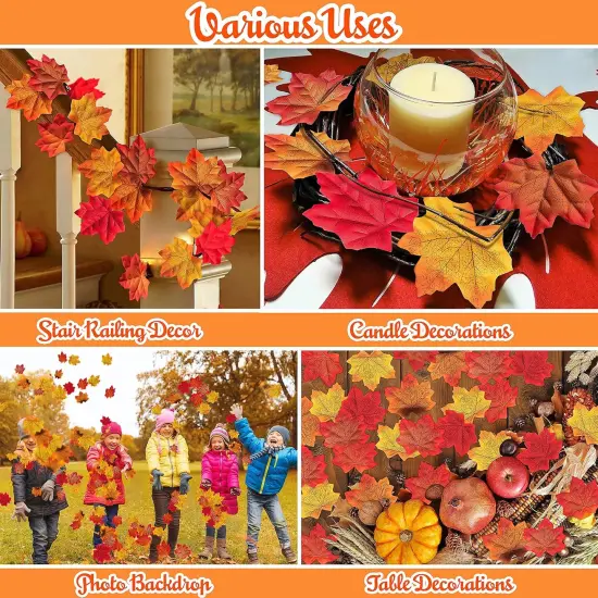 1100PCS Fall Artificial Maple Leaves Table Decor {2}