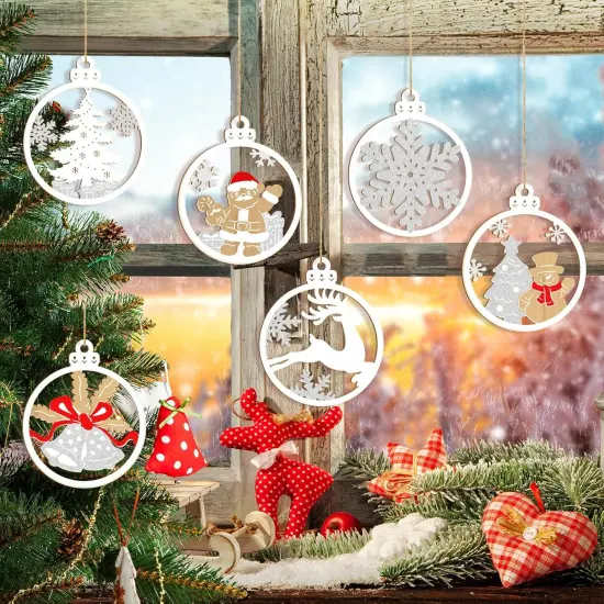36PCS Wooden Hollow Christmas Ornaments {5}