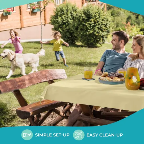 Exquisite Plastic Table Cover Roll &ndash; 40" x 100' Disposable Tablecloth Roll &ndash; Premium Thick 0.5 MIL Plastic Banquet Roll &ndash; Party Table Cover Roll for Events & Catering Light Yellow {6}