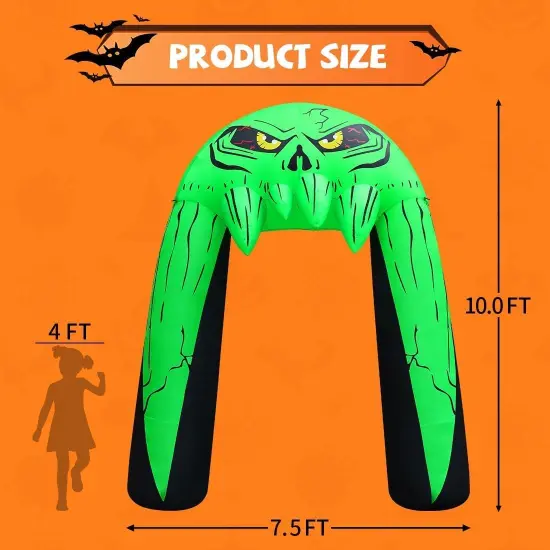 GOOSH 10 FT Halloween Inflatables Archway Blow Up Yard Monster Mouth Archway with Built-in LEDs {5}