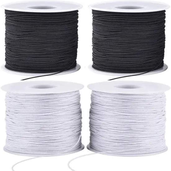 (2 Black+ 2 White) Stretchy String for Bracelets, 4 Rolls 1 mm {1}