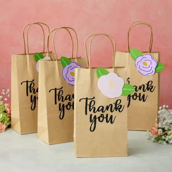 100-Pack Small Thank You Gift Bags with Handles, Brown Kraft Paper Bulk Bags for Weddings, Birthday Party Favors, Gift Wrapping, Retail Small Businesses (9x5.3x3 in) {3}
