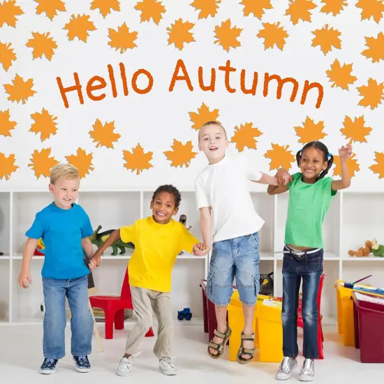 50Pcs Fall Leaf Cutouts Maple Leaves- Orange {4}