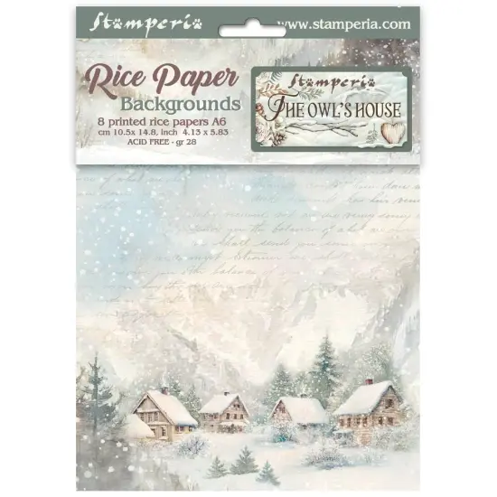 Stamperia Rice Paper Backgrounds A6 8/Pkg -The Owl's House {1}