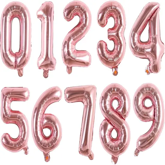 Number Balloons 16 Inch Rose Gold 0-9 Number {1}