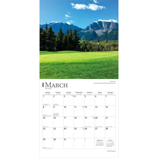 Golf Courses | 2026 12 x 24 Inch (Hanging) Monthly Square Wall Calendar | Plastic-Free {3}