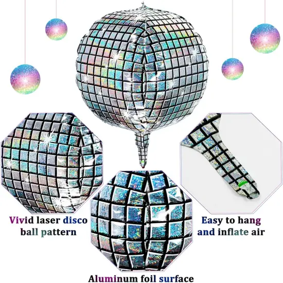 12 Pieces 18 inches Foil Disco Ball Balloons {3}
