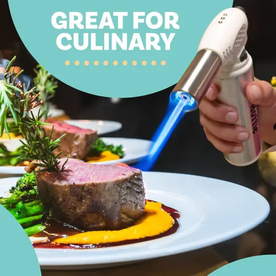 Little Hottie Kitchen Butane Torch &ndash; Power Bolt Silver, 6.75" Freestanding Torch with Adjustable 2500&deg;F Flame, Lightweight, Refillable (Butane Gas Not Included) {6}