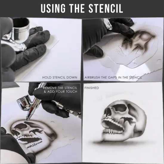 Custom Shop Airbrush Stencil Skull Design Set #7 (3 Different Scale Sizes) - 3 Laser Cut Reusable Templates {3}