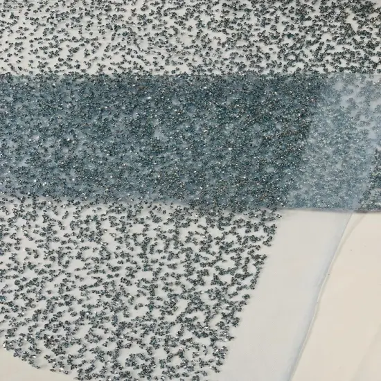 1 Yard Glitter Rhinestone Mesh Fabric Sparkly Sheer Material for Costumes, Gowns & Decor Baby Blue {7}