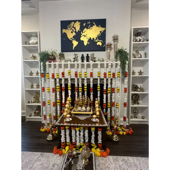 Jasmine Yellow Marigold Flowers Garland for Home Party Door Hanging Diwali Decorations Day of the Dead Dia De Los Muertos Ofrenda Halloween Mexican Fiesta Decor {2}